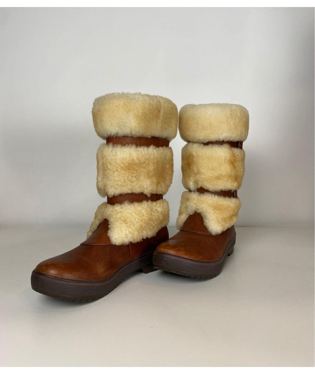 UGG AUSTRALIA Коричневые кожаные сапоги, фото 4