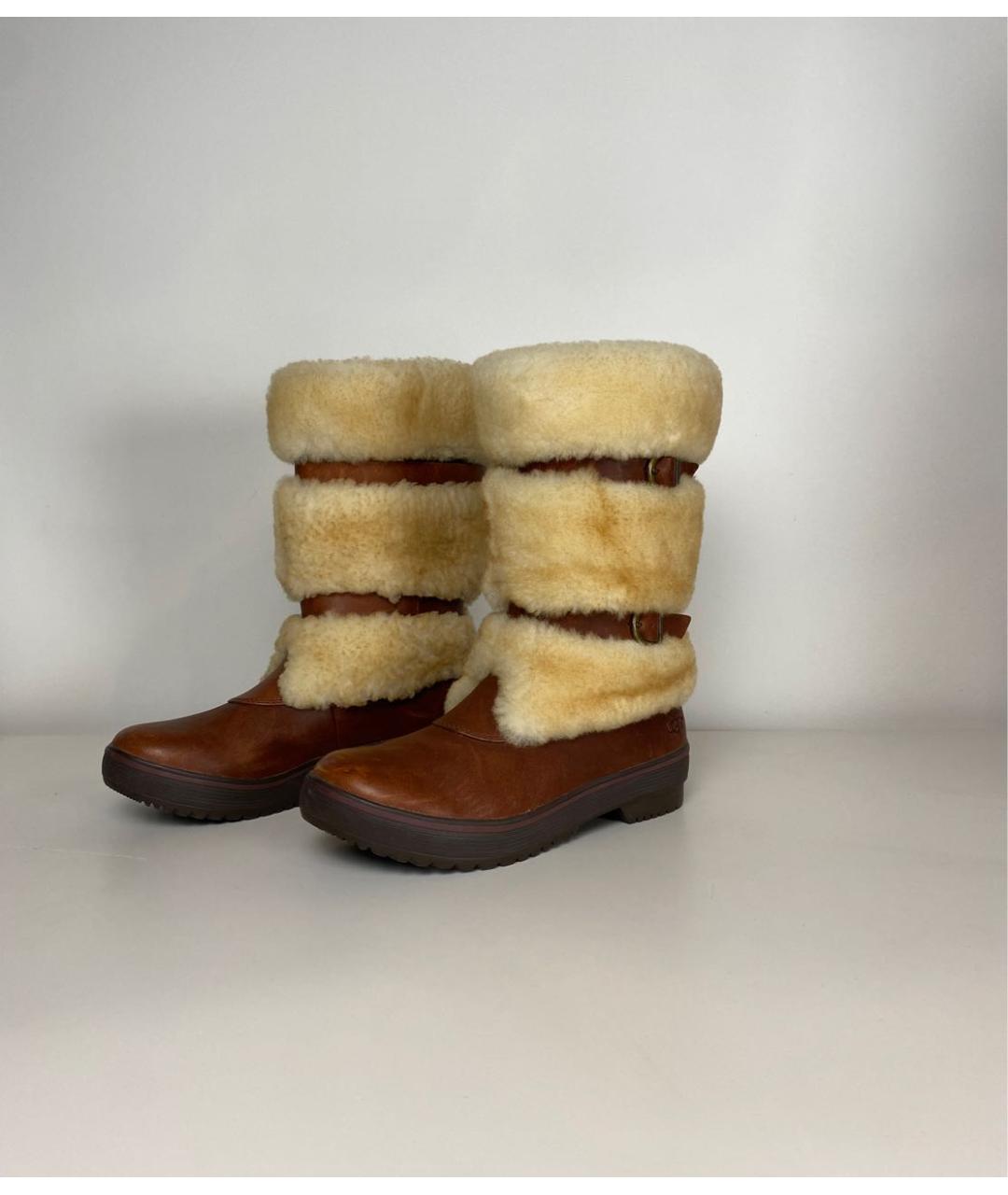 UGG AUSTRALIA Коричневые кожаные сапоги, фото 2