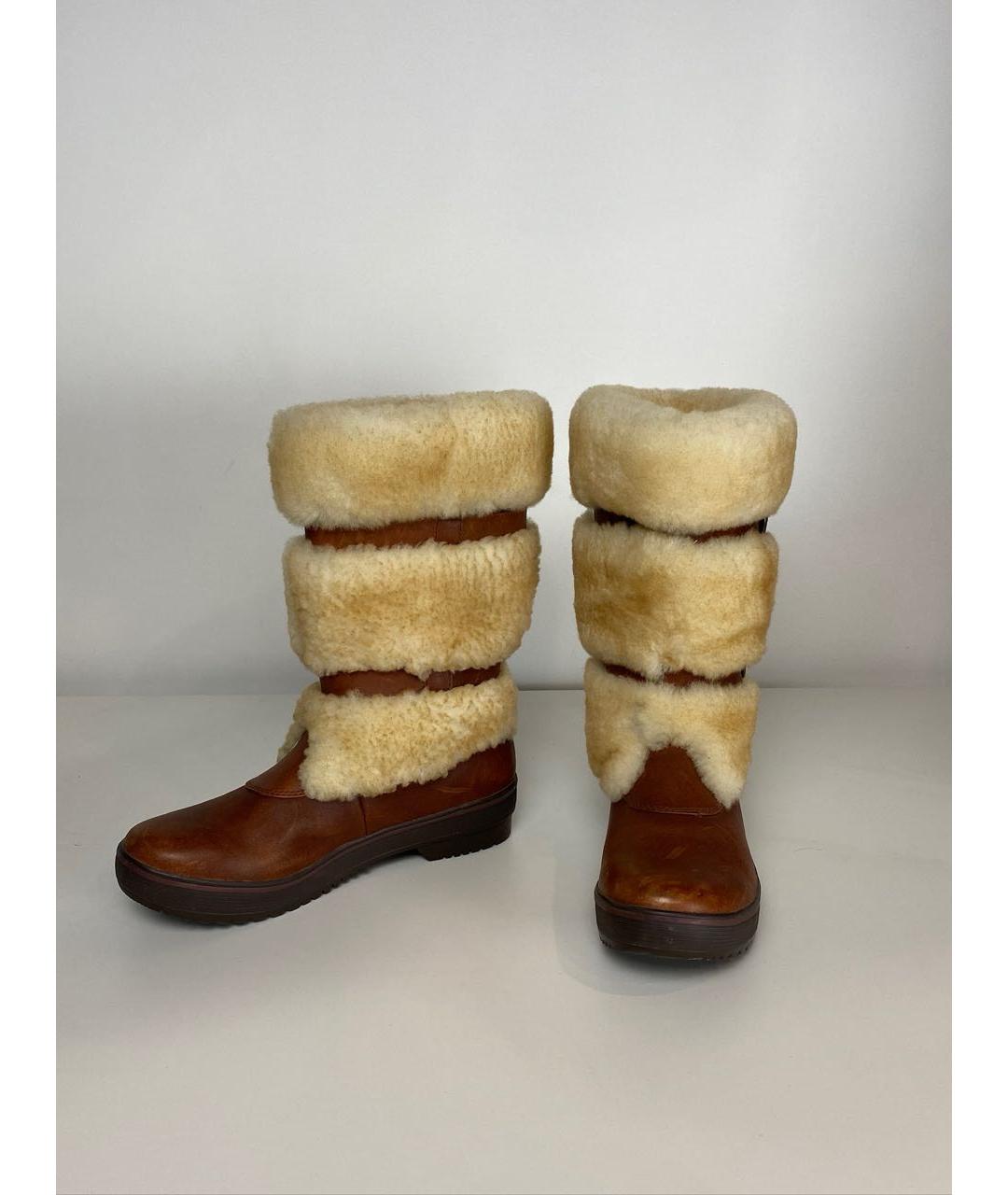 UGG AUSTRALIA Коричневые кожаные сапоги, фото 8