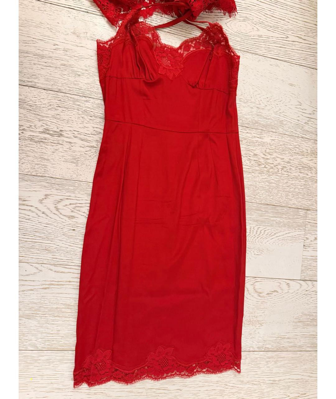 DOLCE&GABBANA Красное кружевное коктейльное платье, фото 5