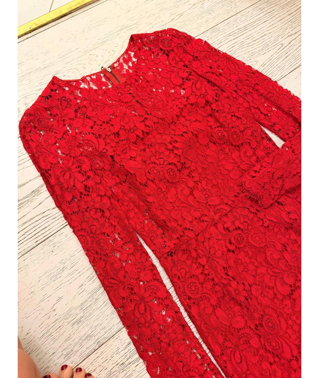 DOLCE&GABBANA Красное кружевное коктейльное платье, фото 2