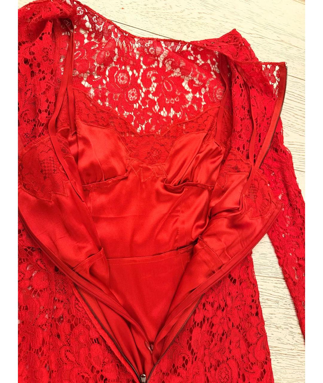 DOLCE&GABBANA Красное кружевное коктейльное платье, фото 3