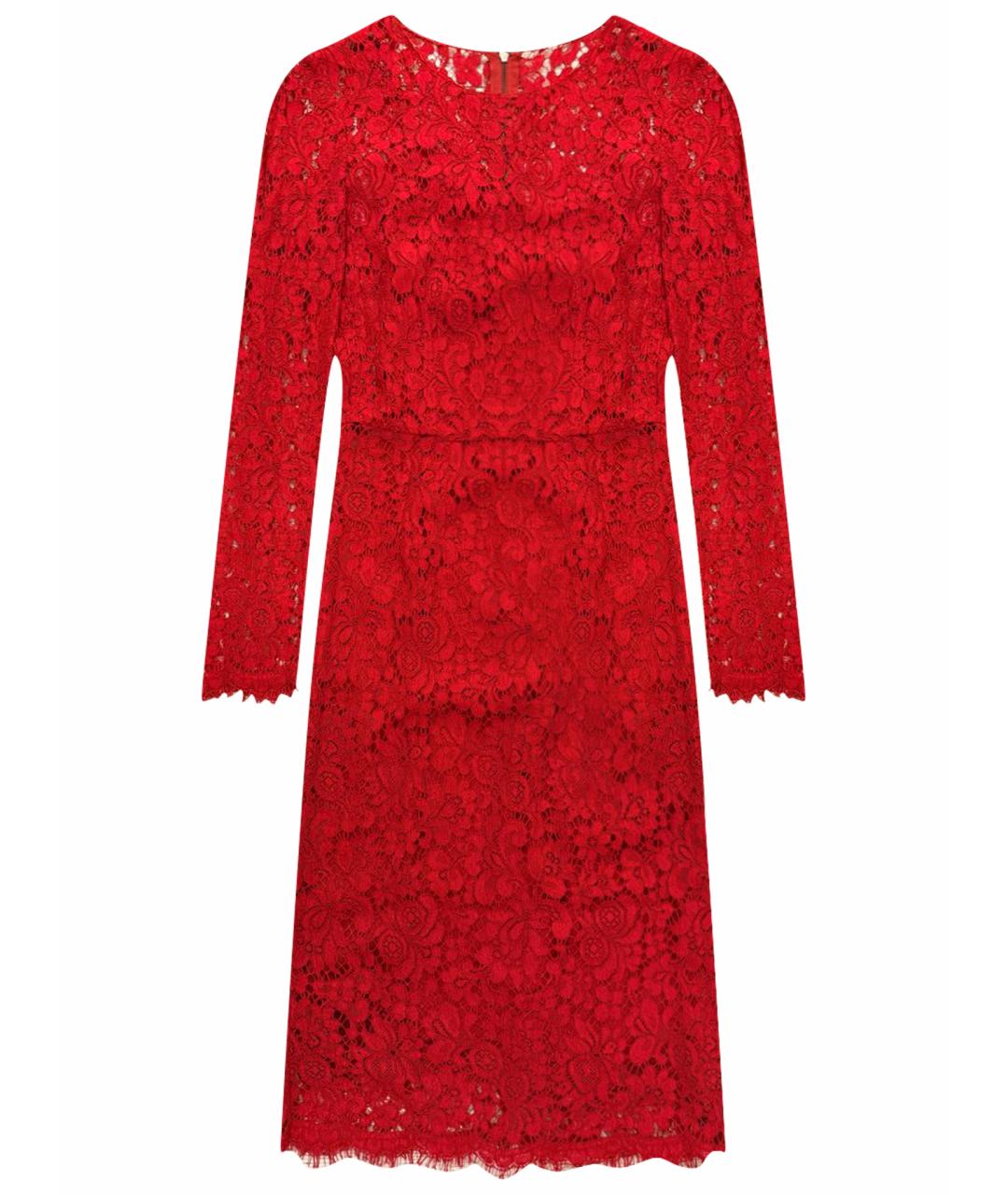 DOLCE&GABBANA Красное кружевное коктейльное платье, фото 1