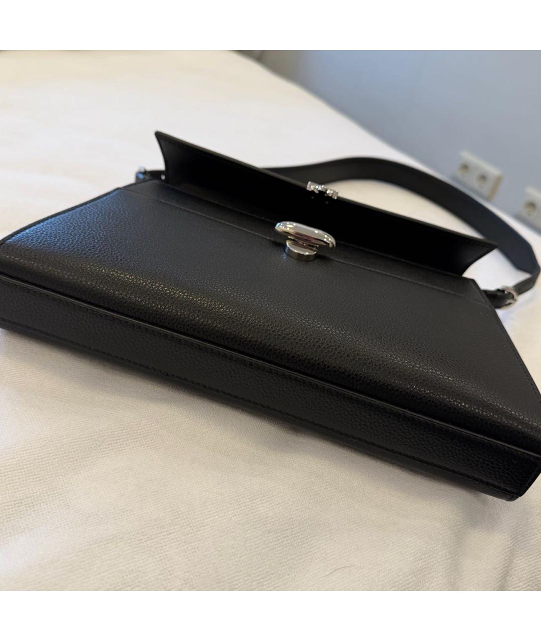 Savette Черная кожаная сумка с короткими ручками, фото 5