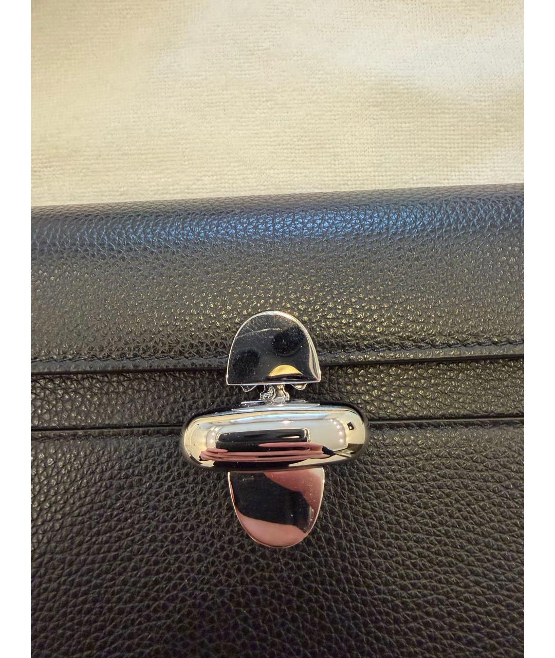 Savette Черная кожаная сумка с короткими ручками, фото 4