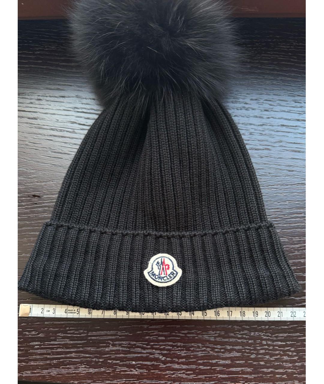 MONCLER Черная шерстяная шапка, фото 4