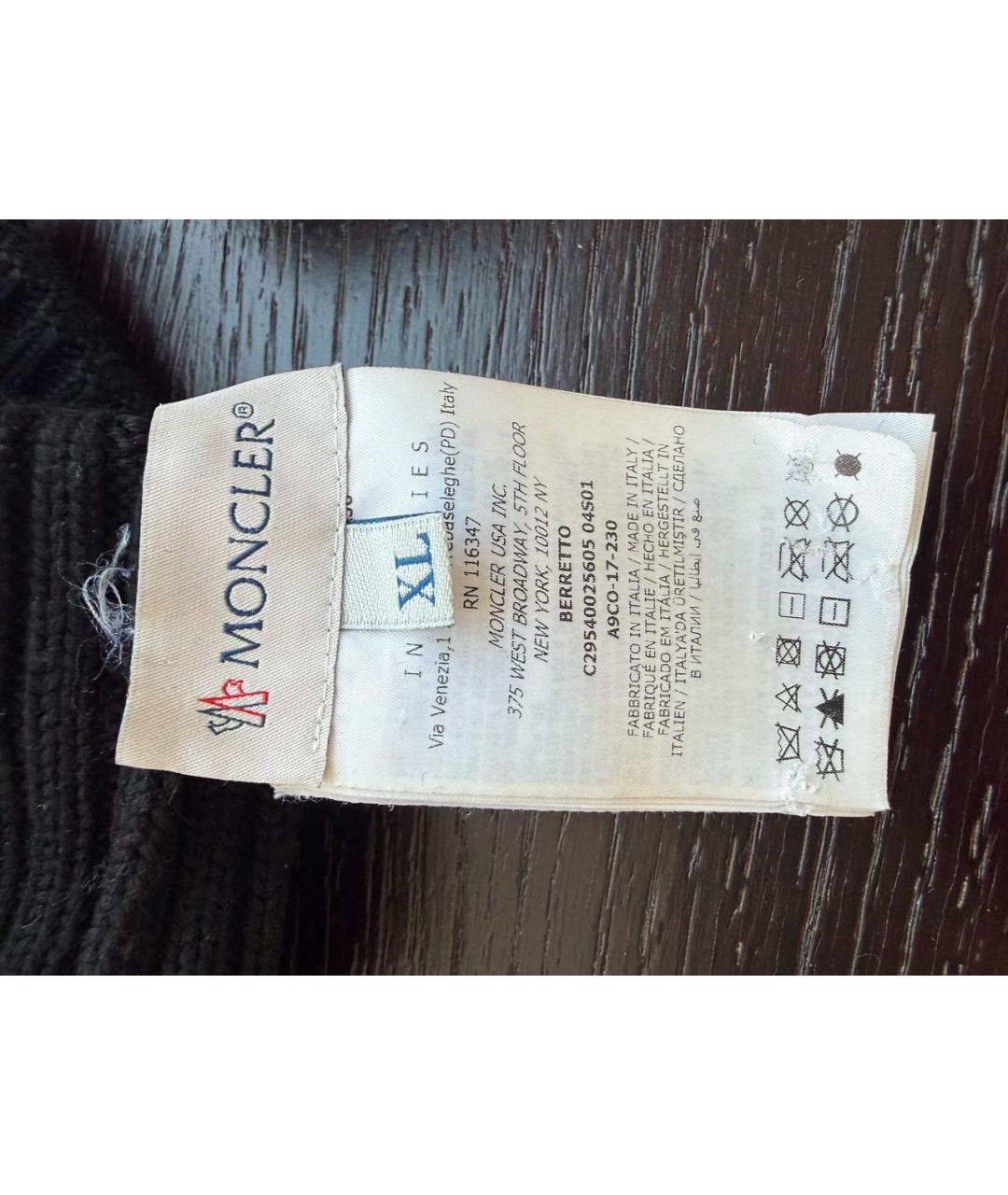 MONCLER Черная шерстяная шапка, фото 3