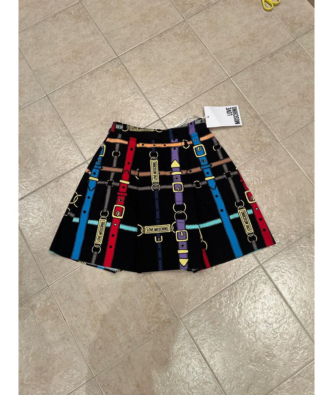 LOVE MOSCHINO Мульти хлопковая юбка мини, фото 2