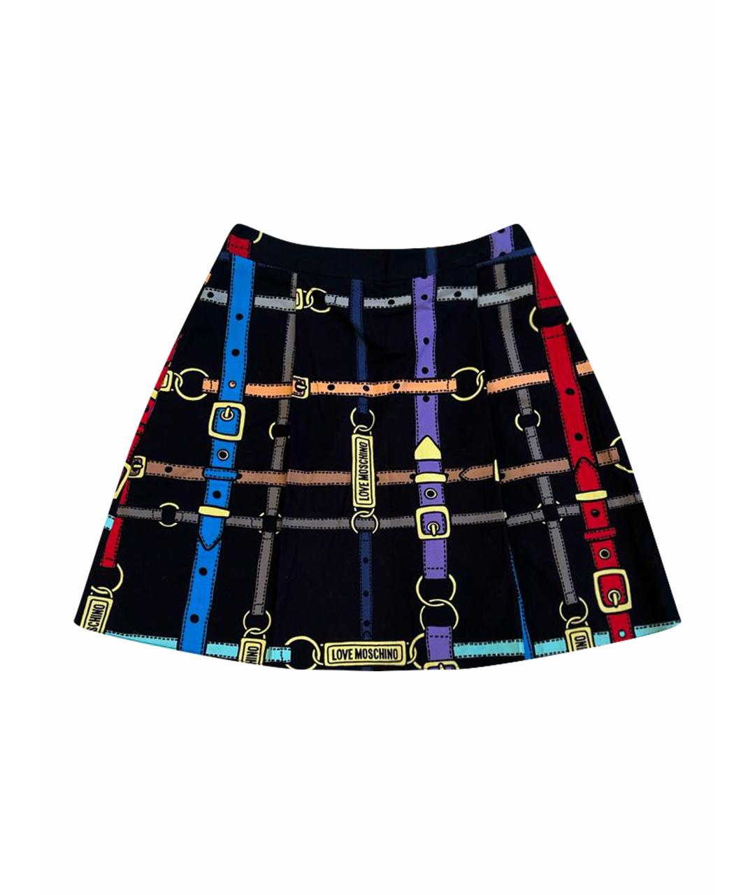 LOVE MOSCHINO Мульти хлопковая юбка мини, фото 1