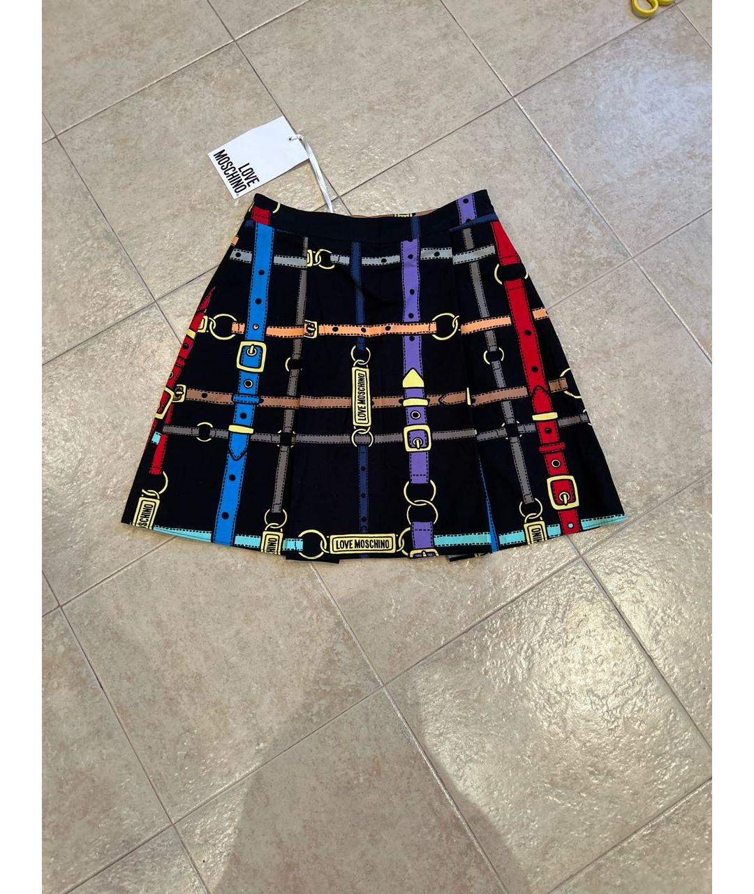 LOVE MOSCHINO Мульти хлопковая юбка мини, фото 4