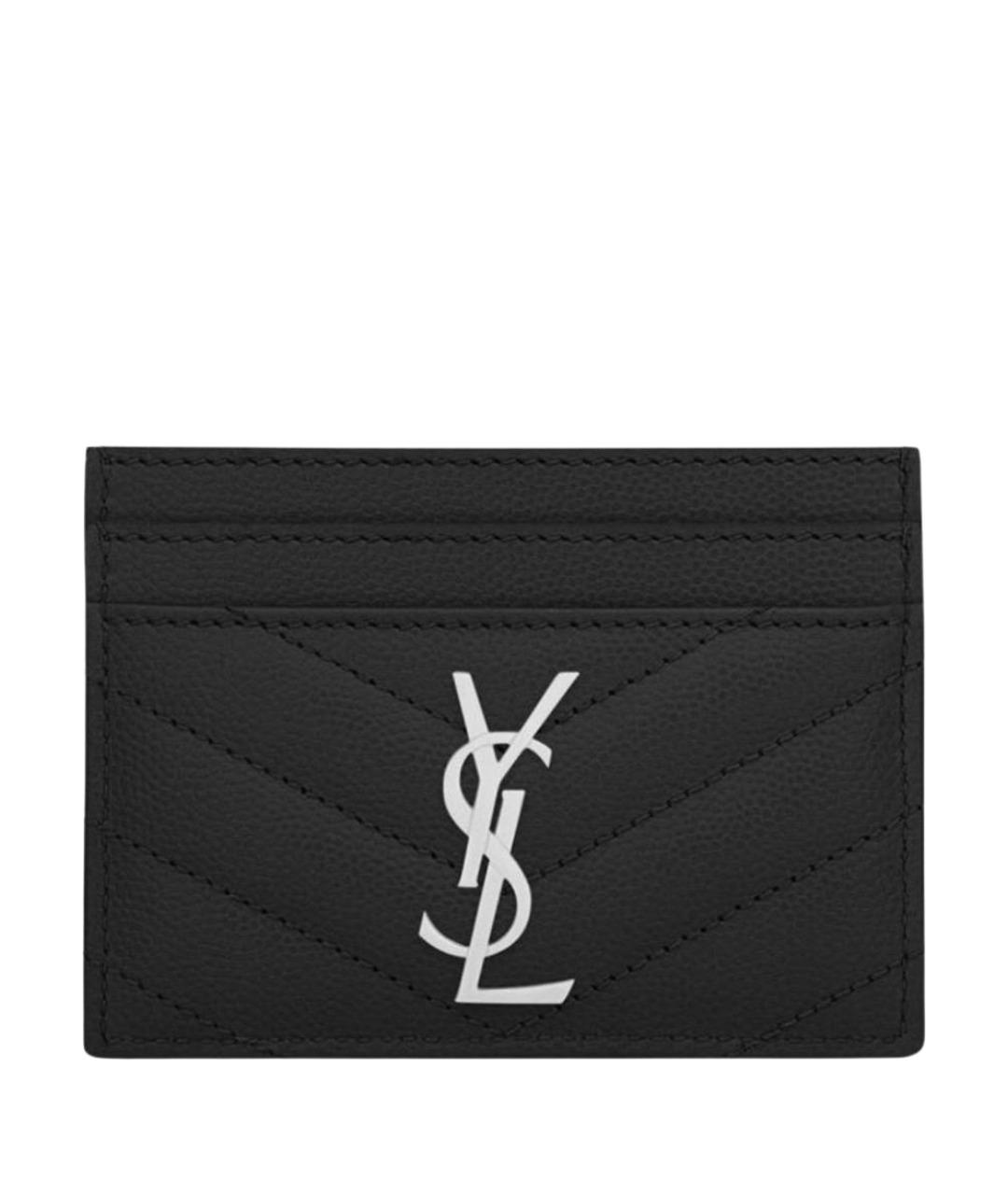 SAINT LAURENT Черный кожаный кардхолдер, фото 1