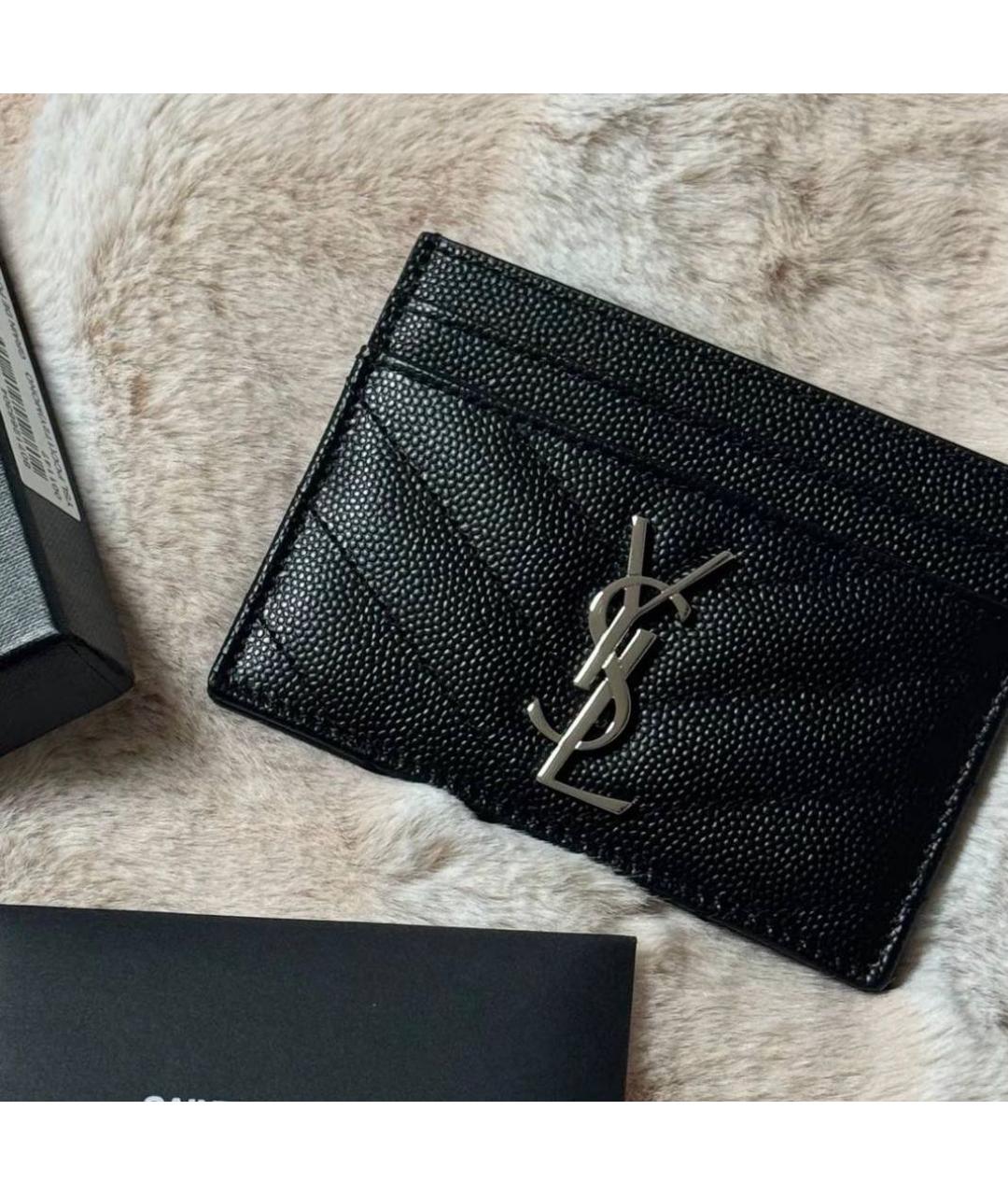 SAINT LAURENT Черный кожаный кардхолдер, фото 2