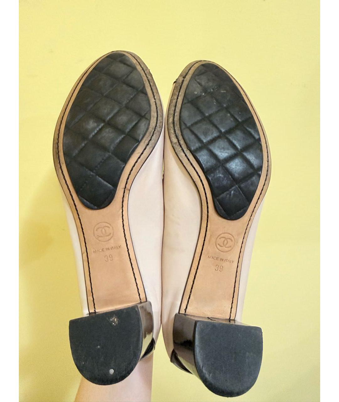 CHANEL Бежевые кожаные туфли, фото 4