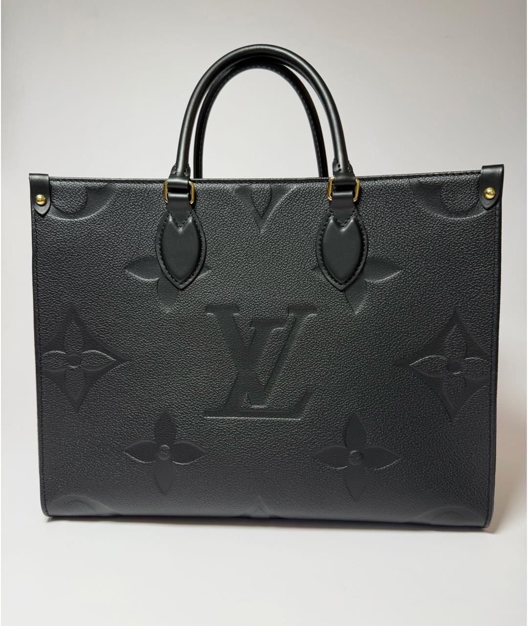 LOUIS VUITTON Черная кожаная сумка тоут, фото 3