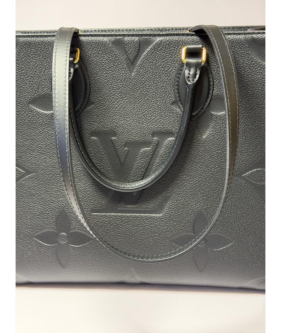 LOUIS VUITTON Черная кожаная сумка тоут, фото 7