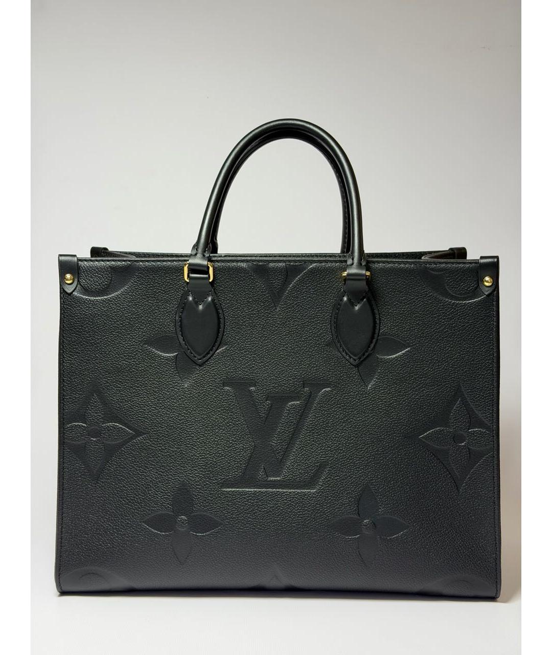 LOUIS VUITTON Черная кожаная сумка тоут, фото 9