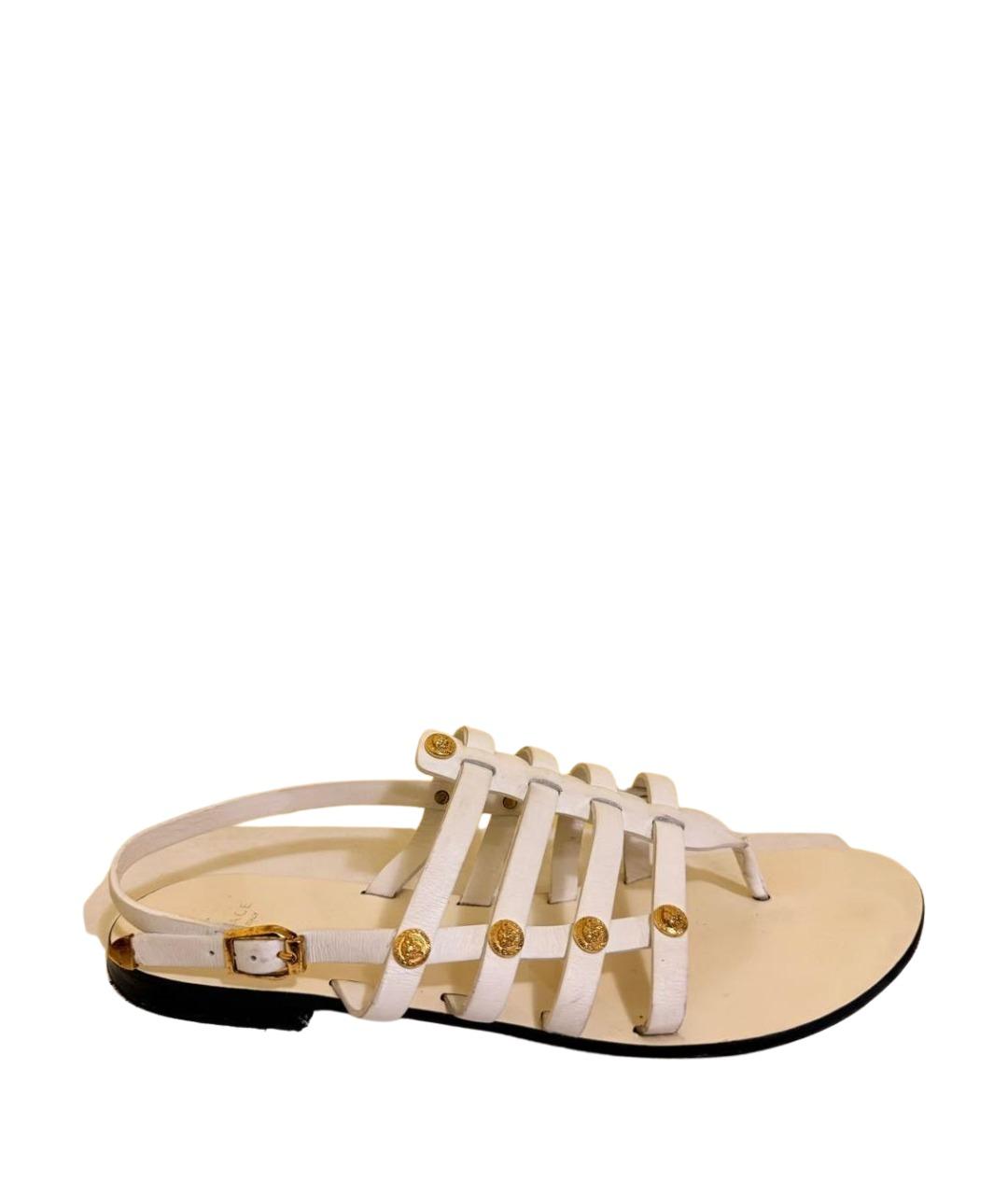 VERSACE Белые кожаные босоножки, фото 7