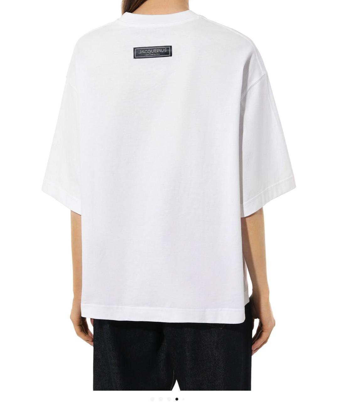 JACQUEMUS Белая хлопковая футболка, фото 4
