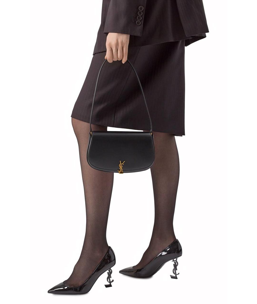 SAINT LAURENT Черная кожаная сумка через плечо, фото 2