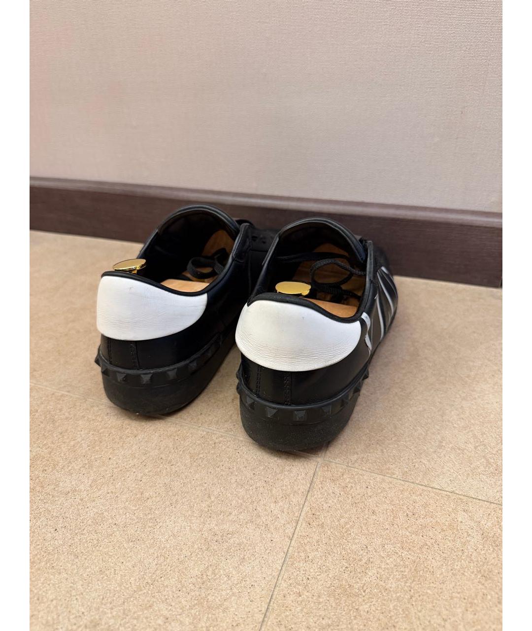 VALENTINO Черные кожаные низкие кроссовки / кеды, фото 5