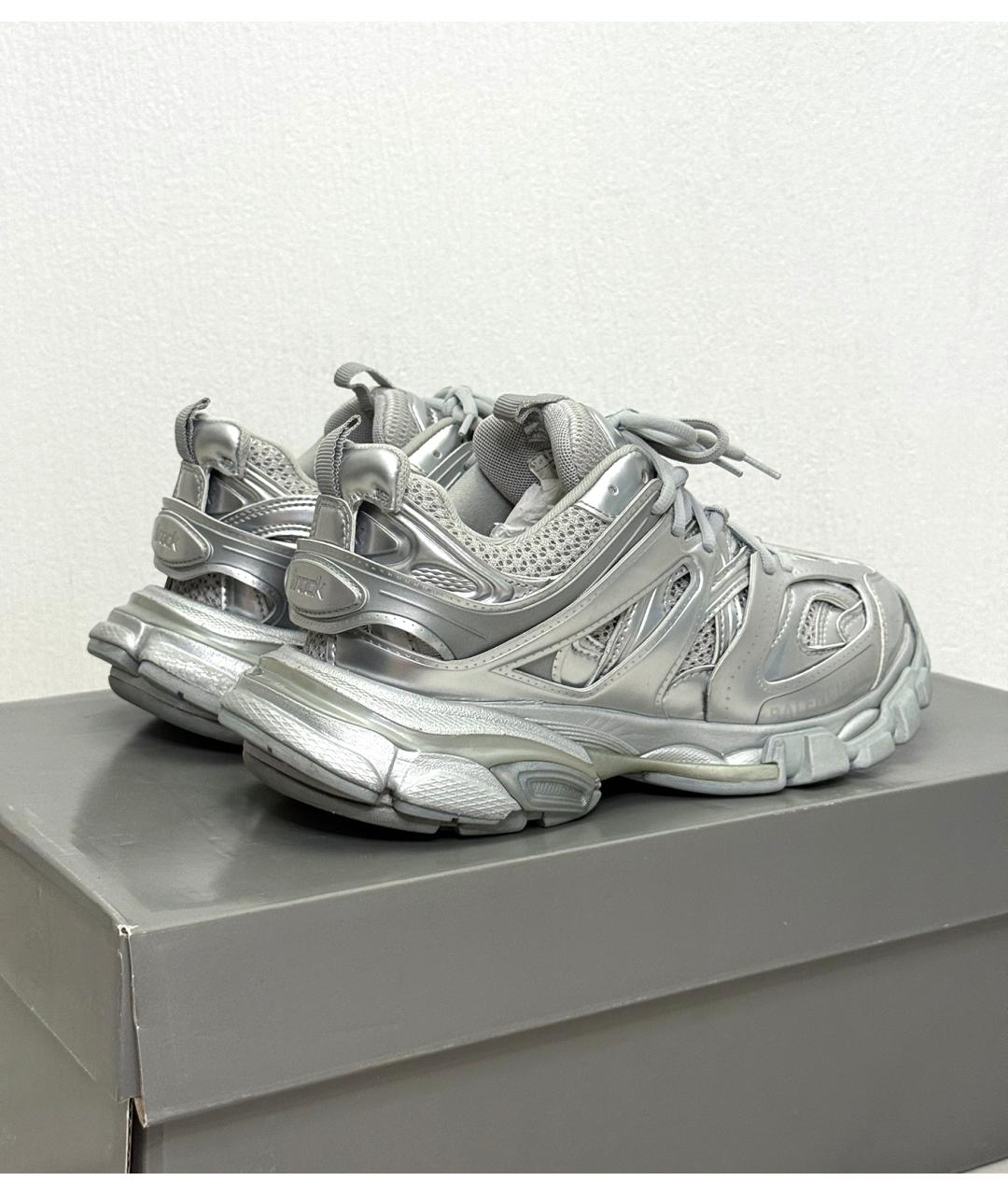 BALENCIAGA Серебряные текстильные кроссовки, фото 9