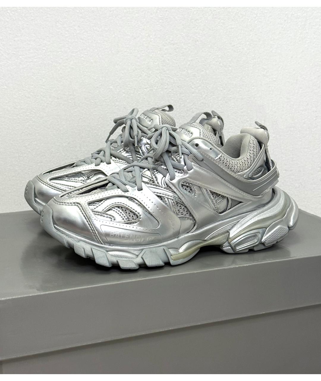 BALENCIAGA Серебряные текстильные кроссовки, фото 2