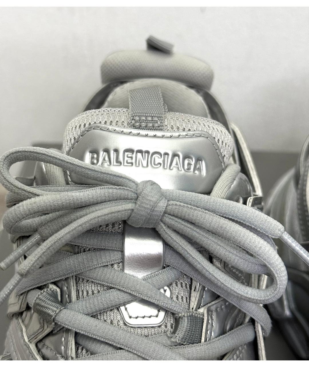 BALENCIAGA Серебряные текстильные кроссовки, фото 5