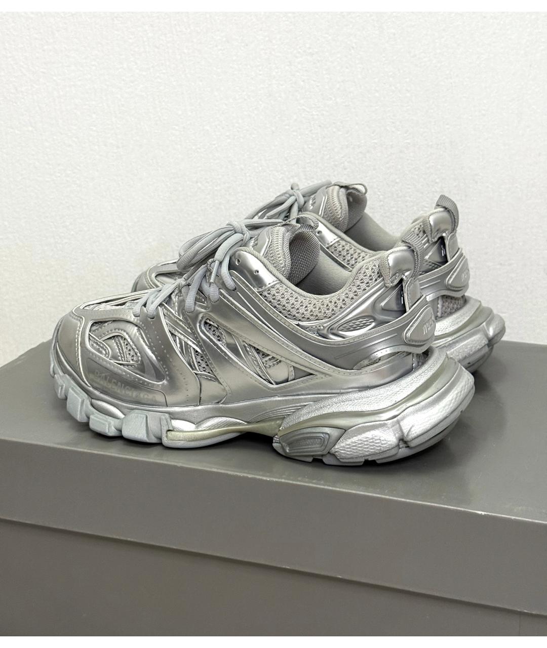 BALENCIAGA Серебряные текстильные кроссовки, фото 6