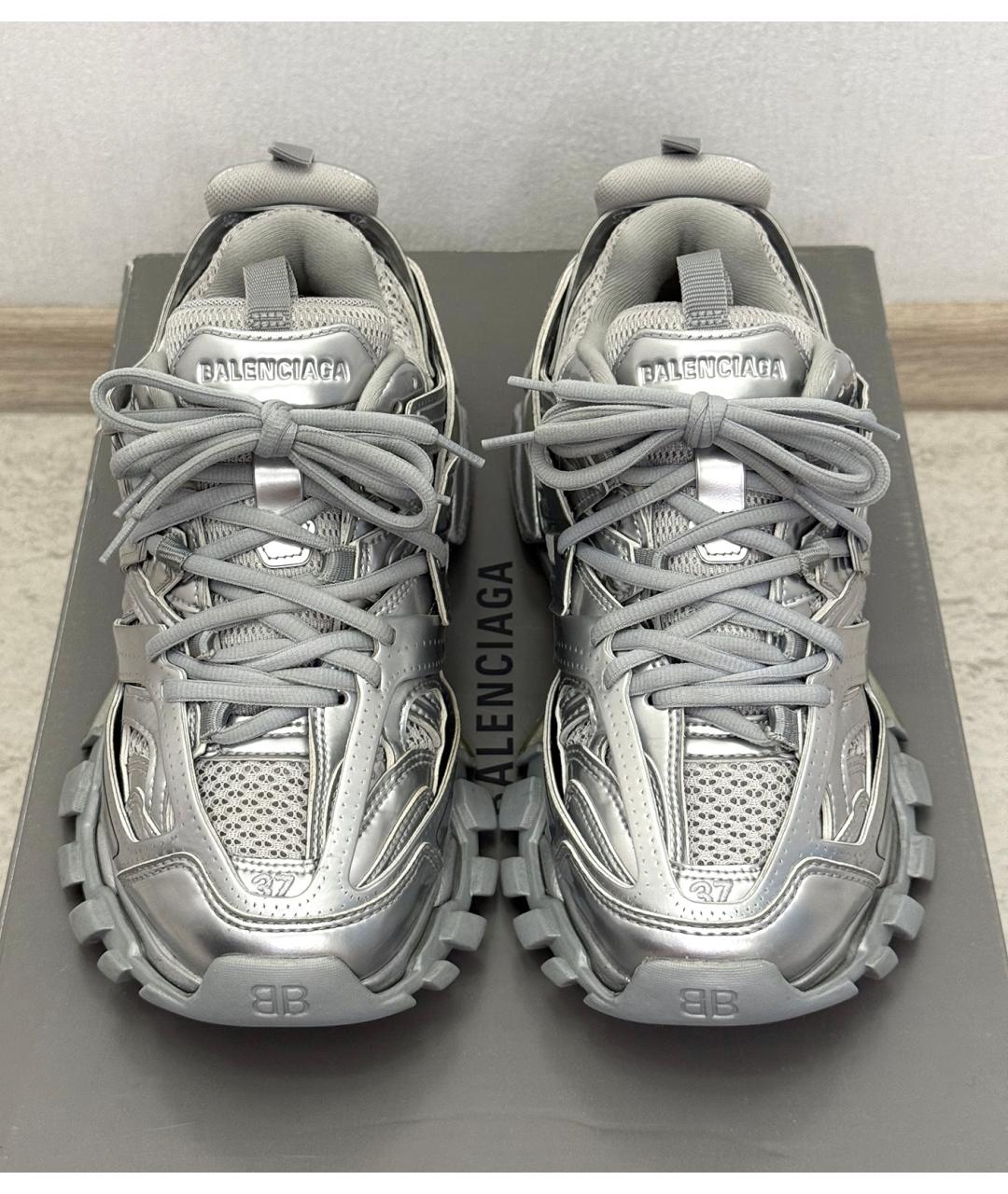 BALENCIAGA Серебряные текстильные кроссовки, фото 3