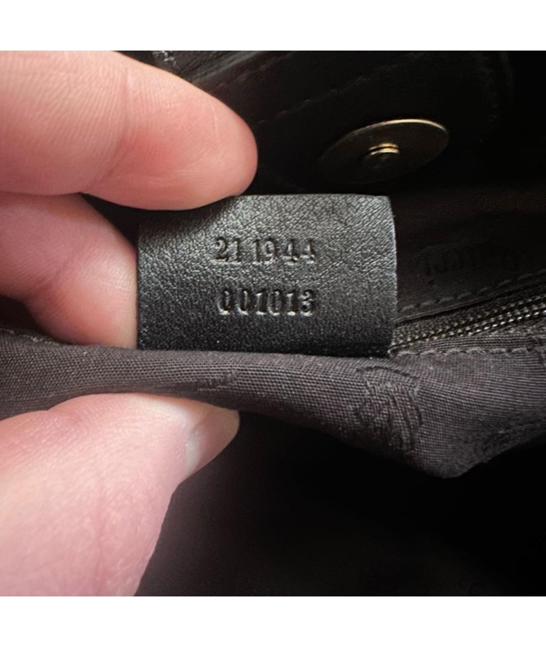 GUCCI Черная кожаная сумка тоут, фото 5