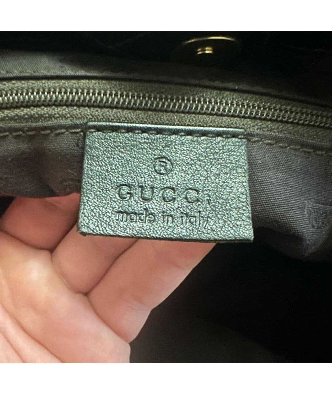 GUCCI Черная кожаная сумка тоут, фото 4