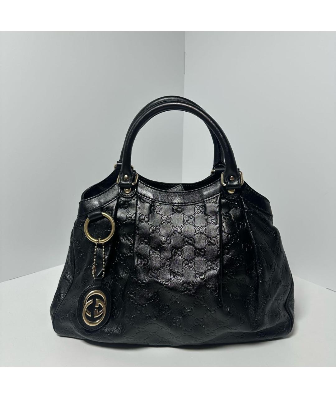 GUCCI Черная кожаная сумка тоут, фото 7