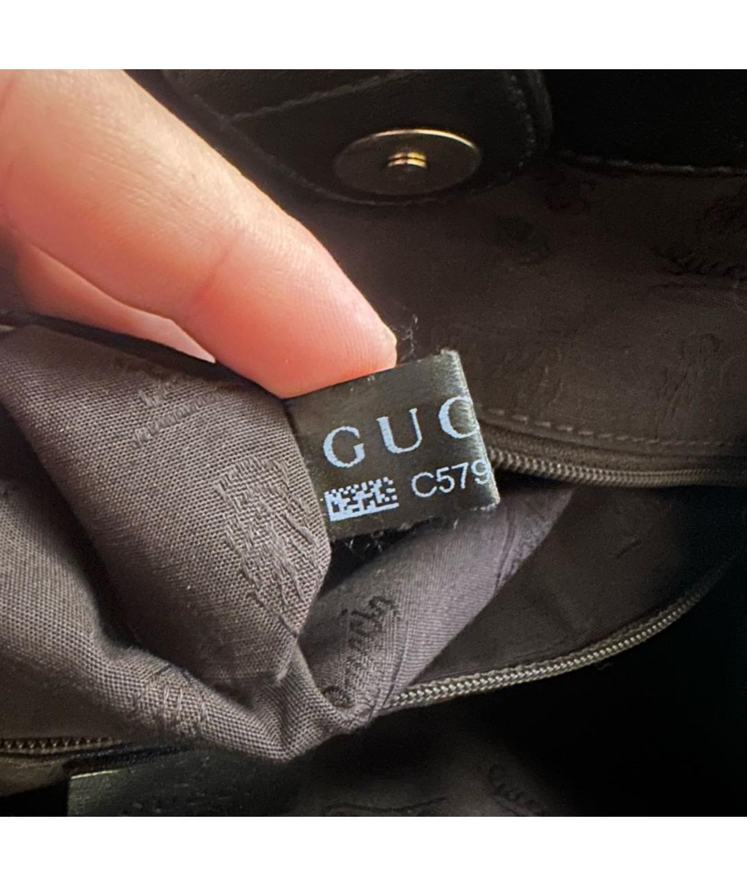 GUCCI Черная кожаная сумка тоут, фото 6