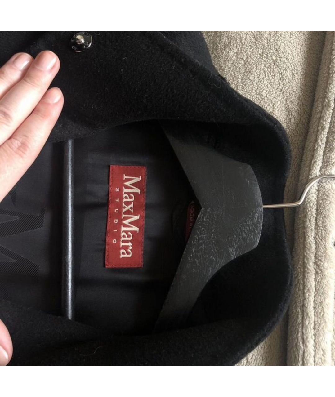 MAX MARA STUDIO Черное шерстяное пальто, фото 2