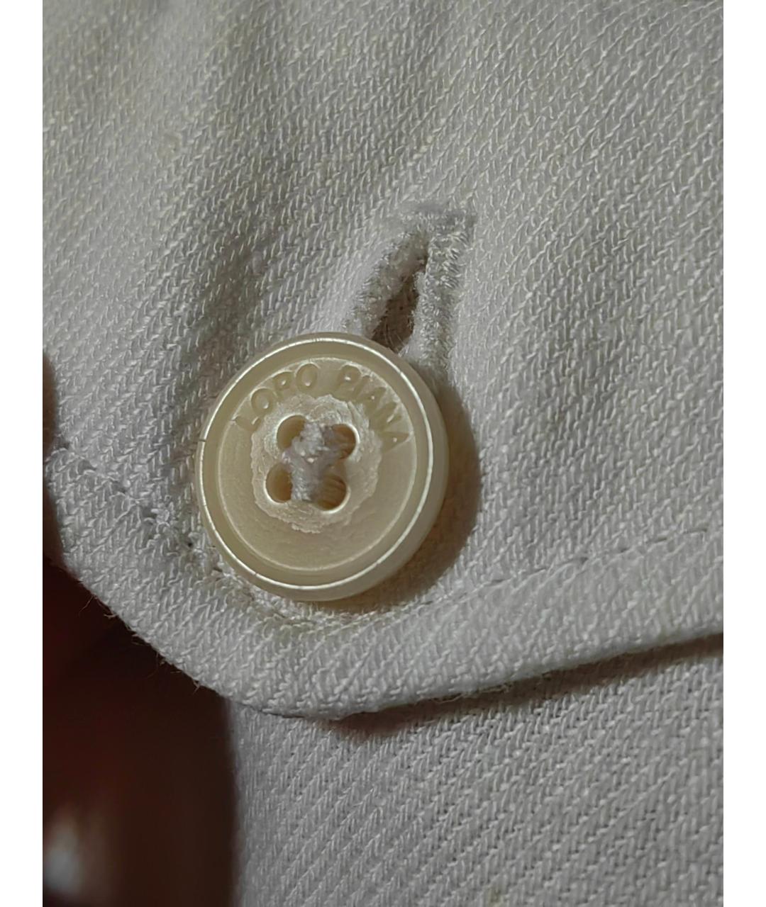 LORO PIANA Белые льняные прямые брюки, фото 5