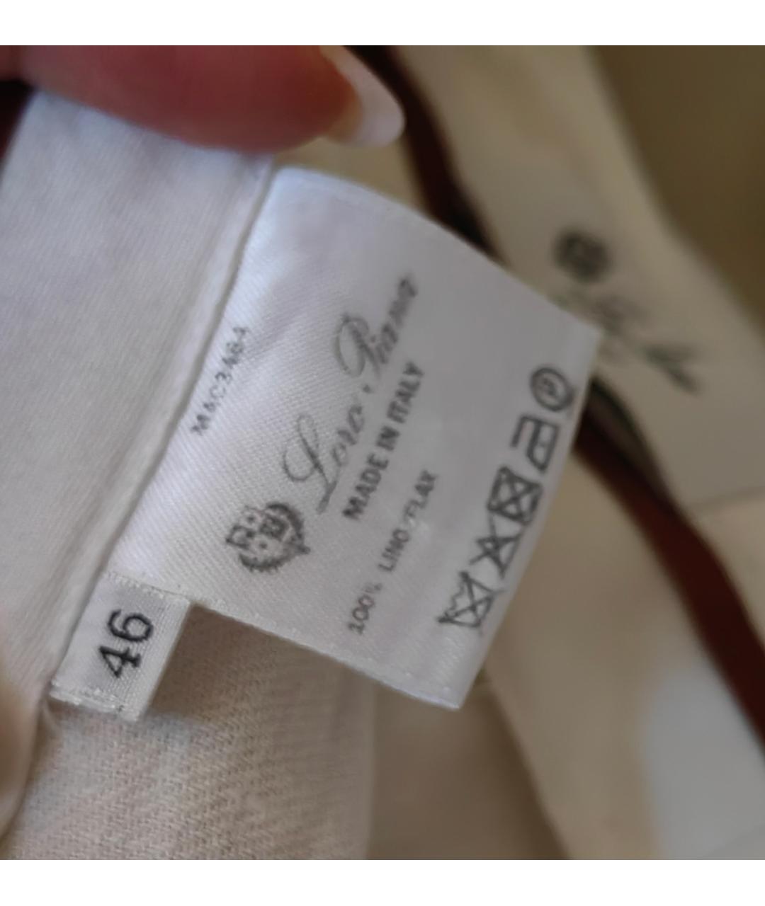 LORO PIANA Белые льняные прямые брюки, фото 4