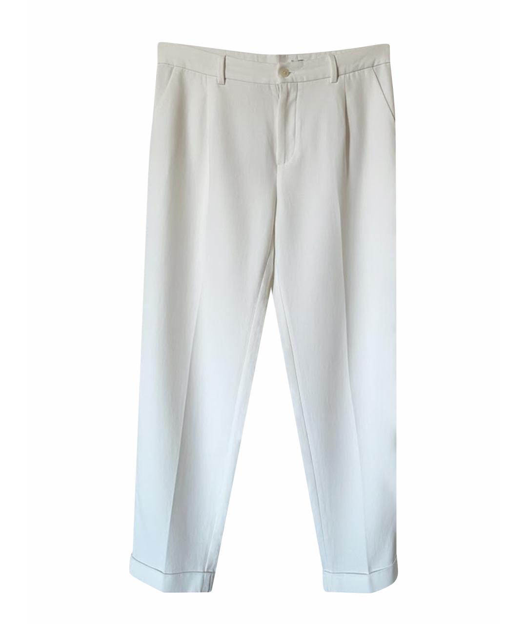 LORO PIANA Белые льняные прямые брюки, фото 1