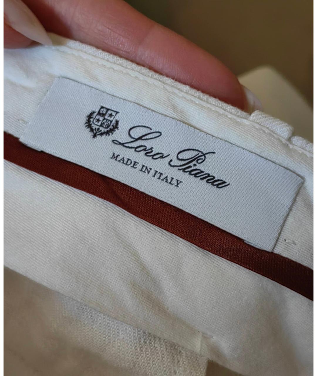 LORO PIANA Белые льняные прямые брюки, фото 3