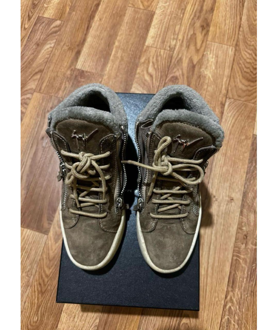 GIUSEPPE ZANOTTI DESIGN Коричневые замшевые кеды, фото 3