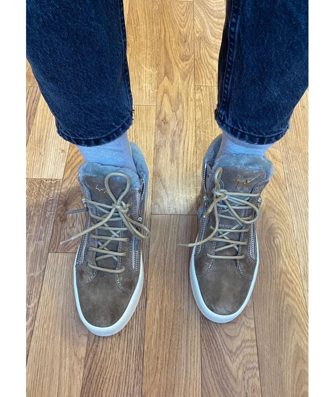 GIUSEPPE ZANOTTI DESIGN Коричневые замшевые кеды, фото 6