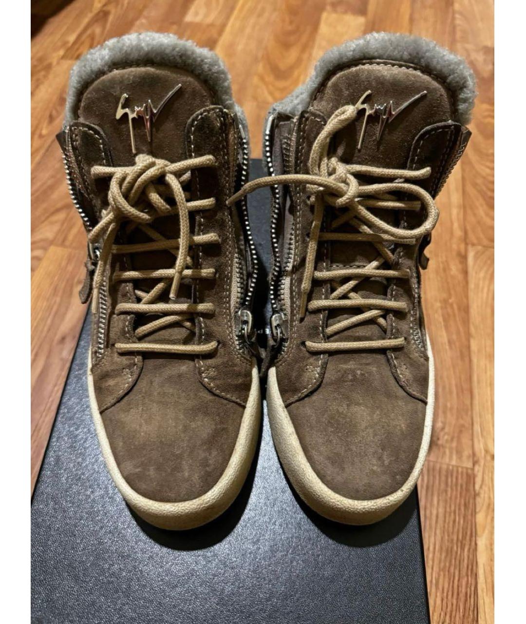 GIUSEPPE ZANOTTI DESIGN Коричневые замшевые кеды, фото 2