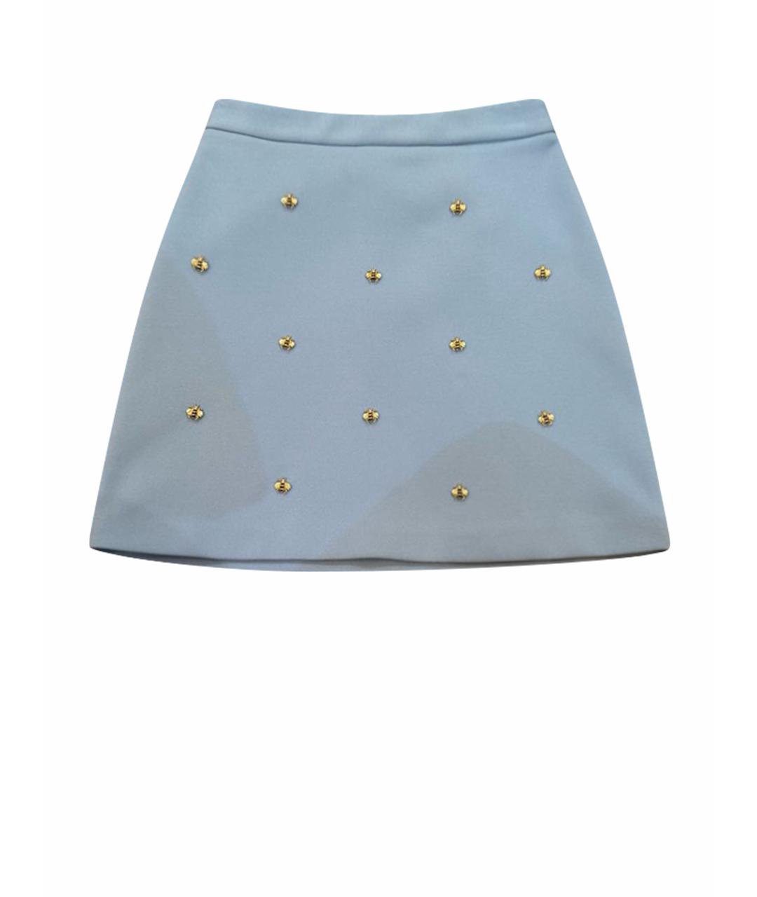 MAJE Голубая полиэстеровая юбка мини, фото 1