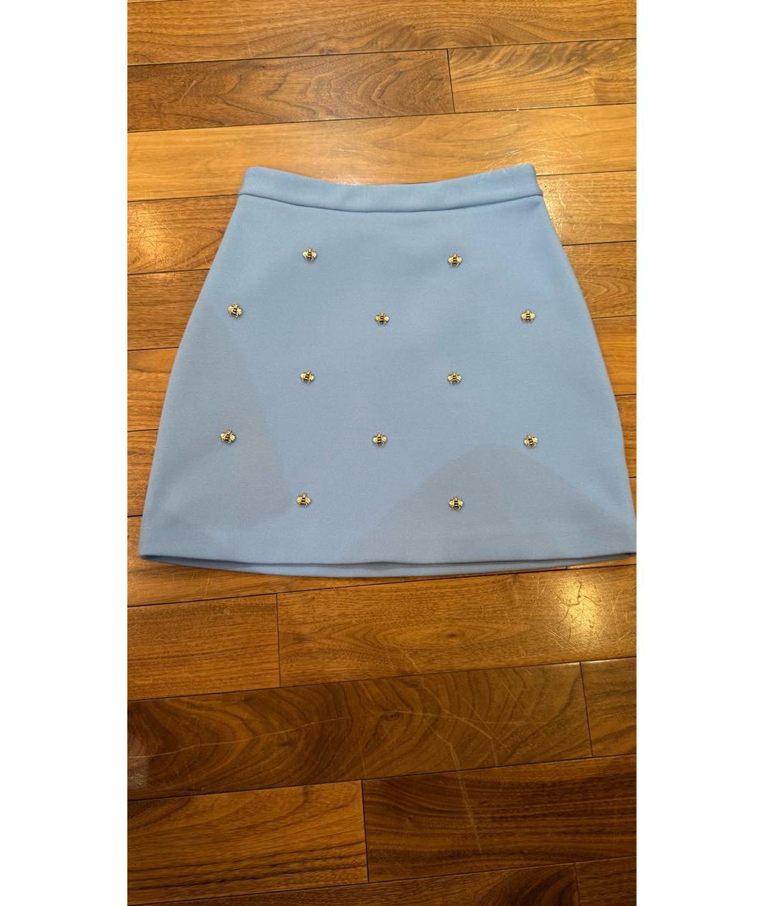 MAJE Голубая полиэстеровая юбка мини, фото 4