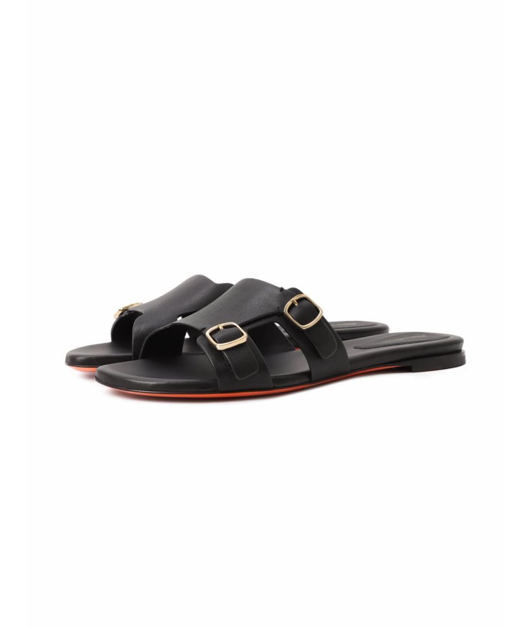 SANTONI Черные кожаные мюли, фото 2