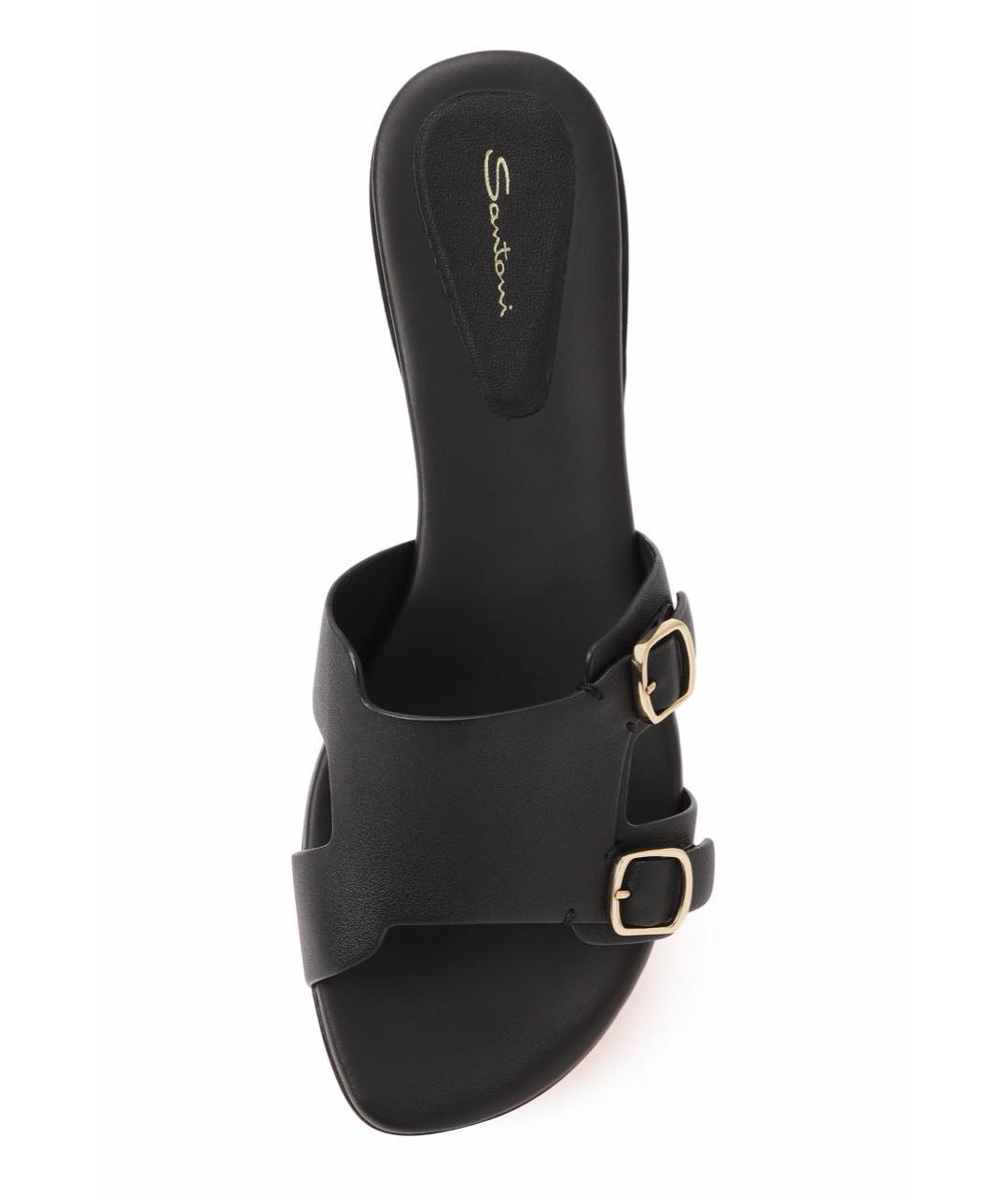 SANTONI Черные кожаные мюли, фото 3