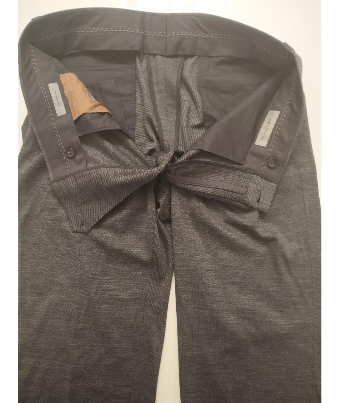 CORNELIANI Серые хлопковые классические брюки, фото 2