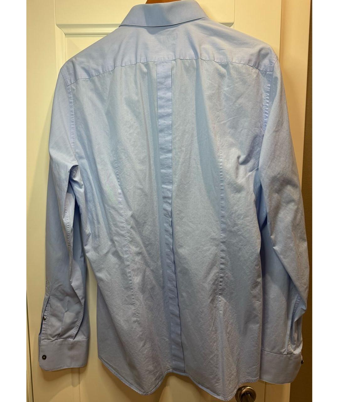 DOLCE&GABBANA Голубая хлопковая классическая рубашка, фото 3