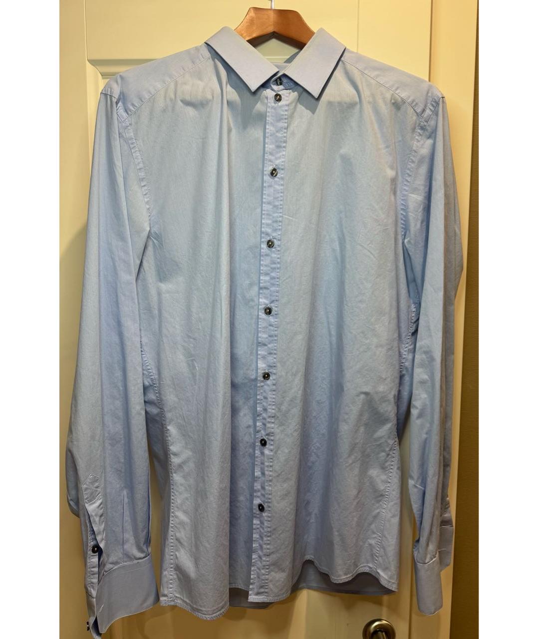 DOLCE&GABBANA Голубая хлопковая классическая рубашка, фото 5