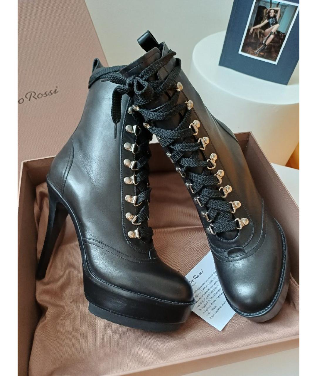 GIANVITO ROSSI Черные кожаные ботильоны, фото 6