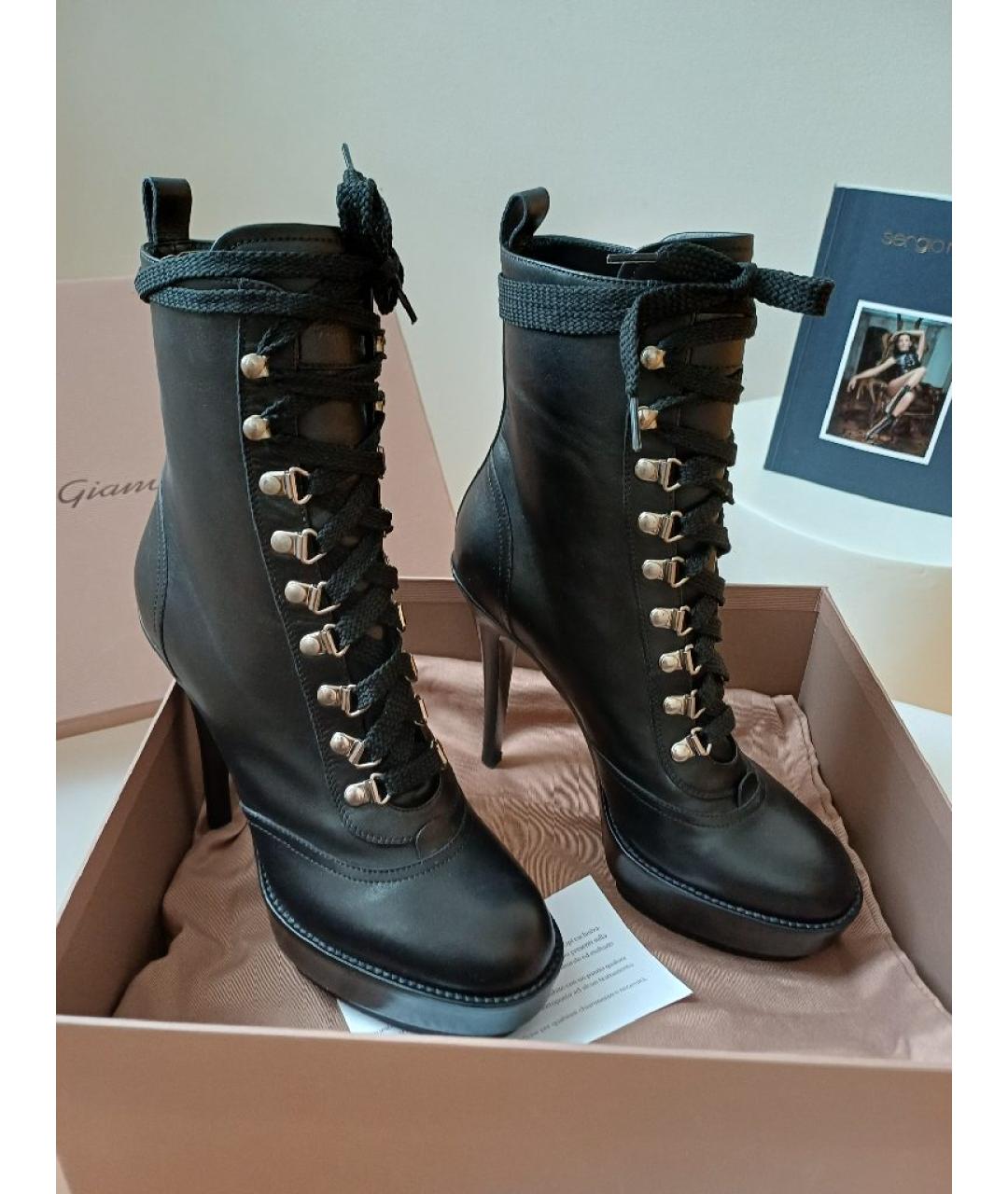 GIANVITO ROSSI Черные кожаные ботильоны, фото 4